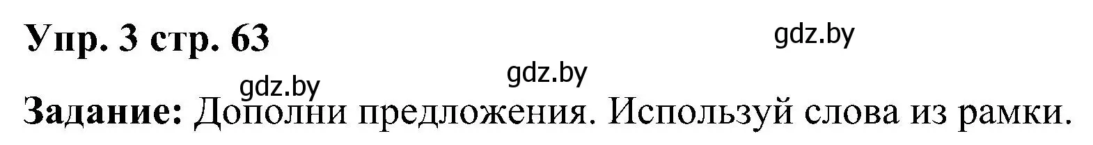 Решение номер 3 (страница 63) гдз по английскому языку 3 класс Лапицкая, Калишевич, практикум 2 часть