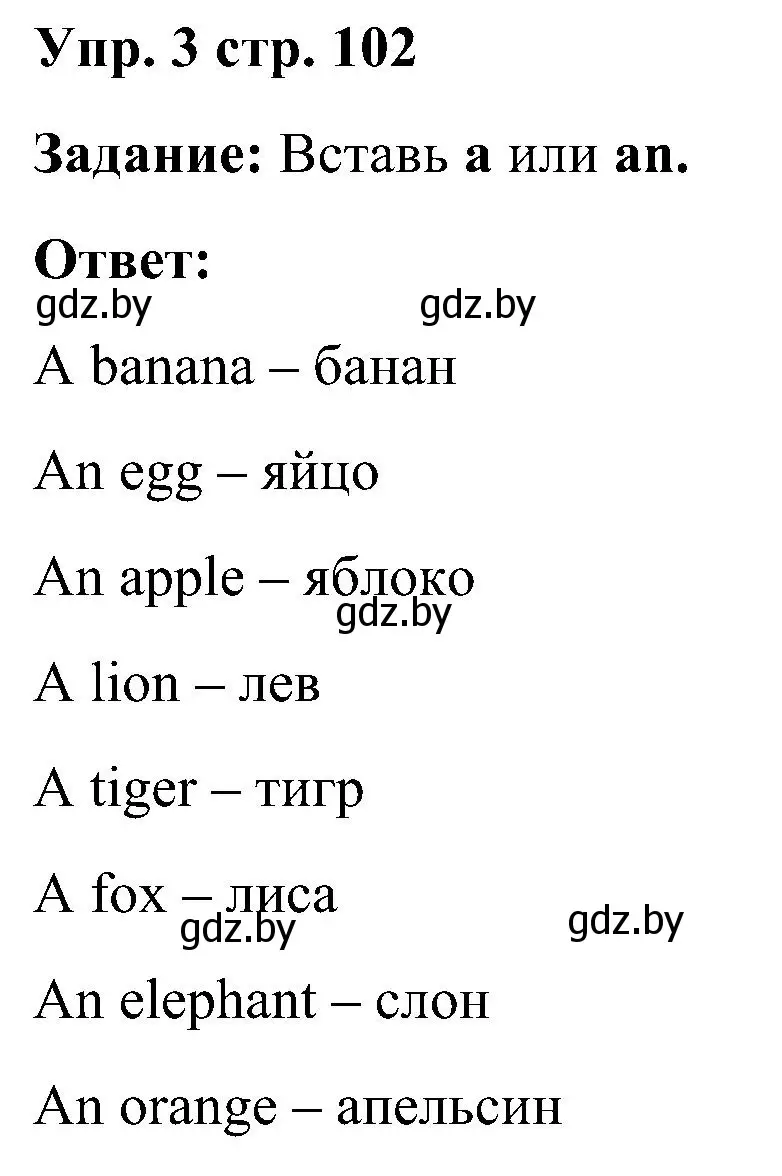 Решение номер 3 (страница 102) гдз по английскому языку 3 класс Лапицкая, Калишевич, практикум 2 часть