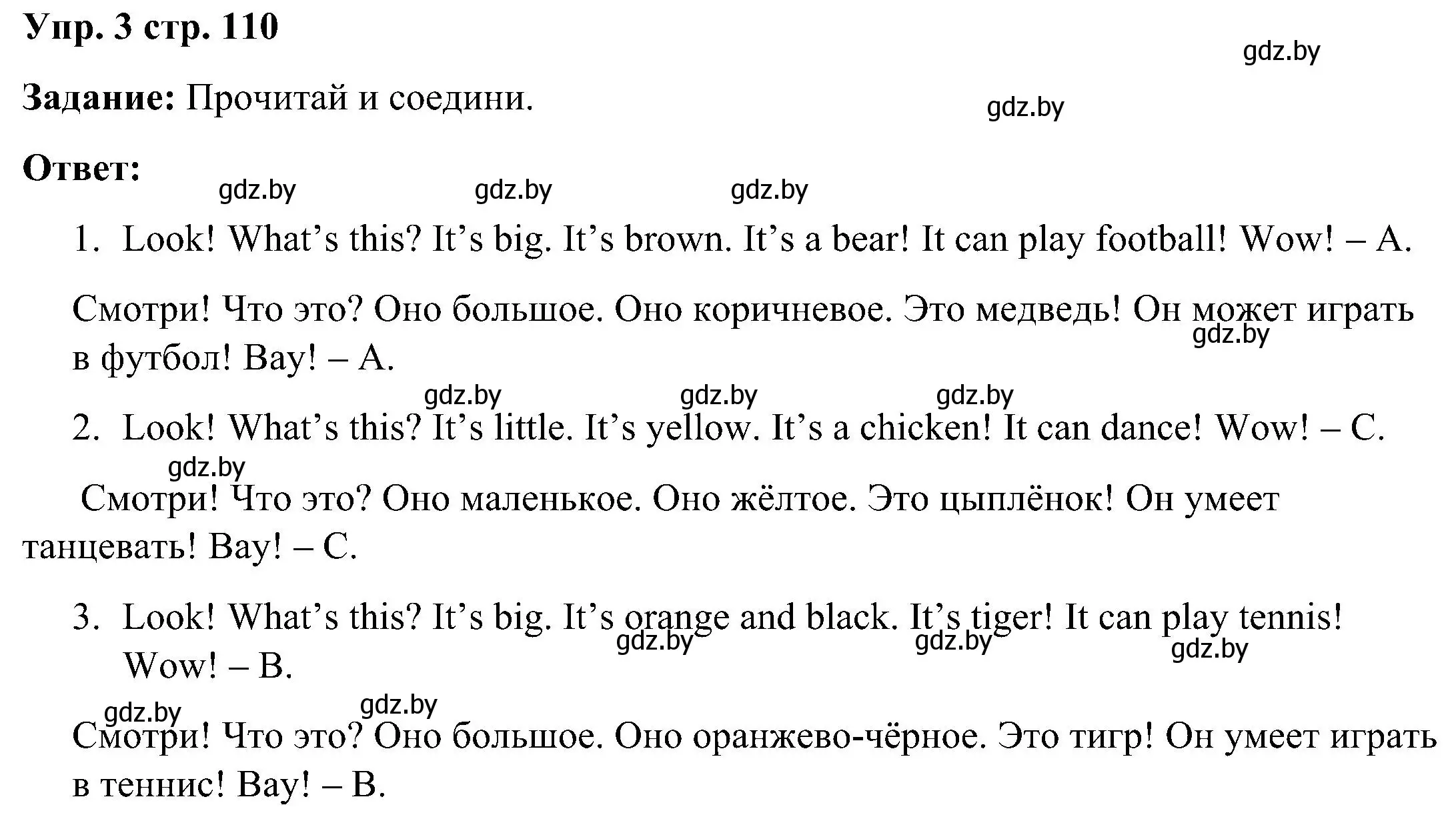 Решение номер 3 (страница 110) гдз по английскому языку 3 класс Лапицкая, Калишевич, практикум 2 часть