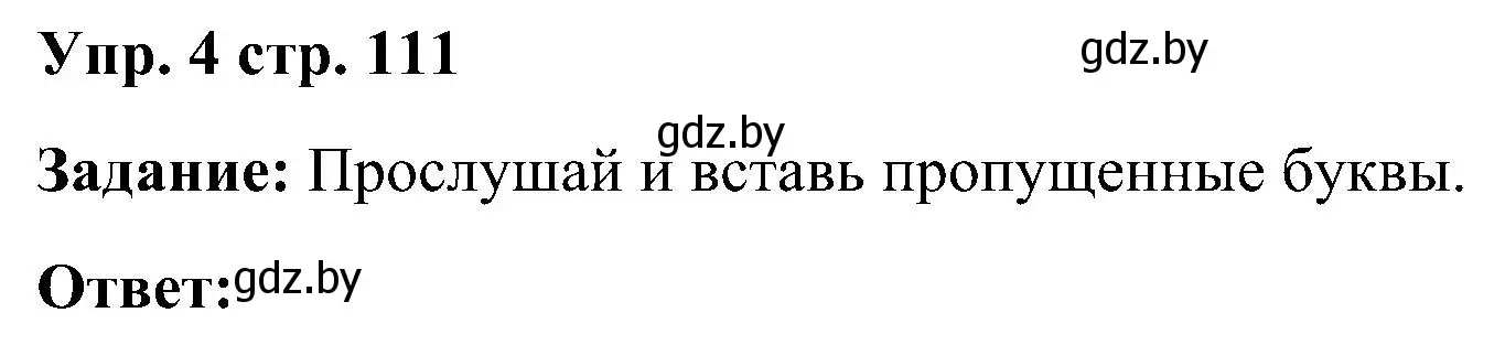 Решение номер 4 (страница 111) гдз по английскому языку 3 класс Лапицкая, Калишевич, практикум 2 часть