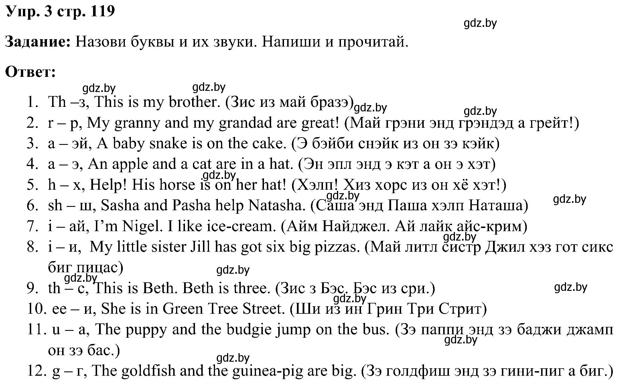 Решение номер 3 (страница 119) гдз по английскому языку 3 класс Лапицкая, Калишевич, практикум 2 часть