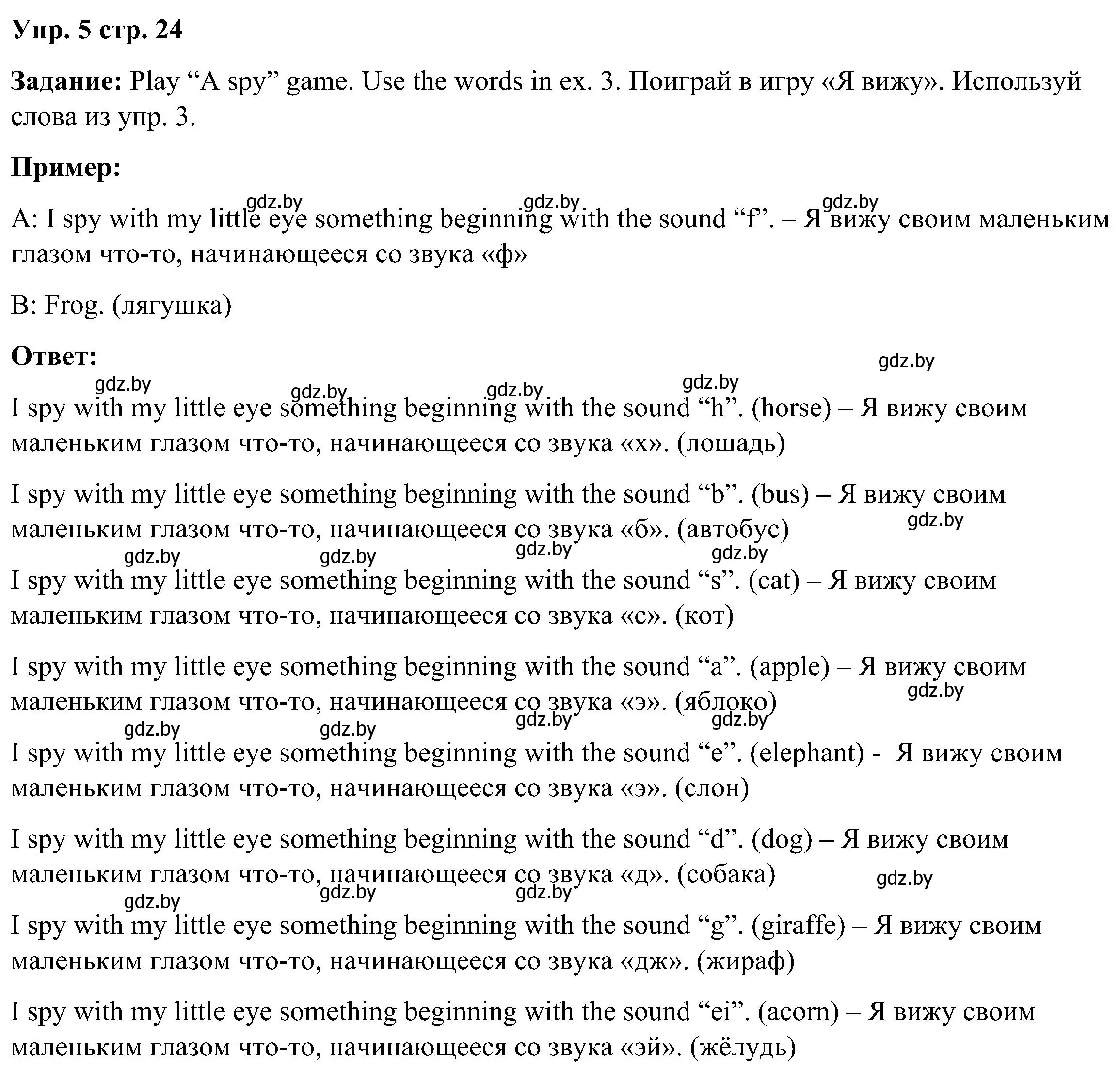 Решение номер 5 (страница 24) гдз по английскому языку 3 класс Лапицкая, Калишевич, учебник 1 часть