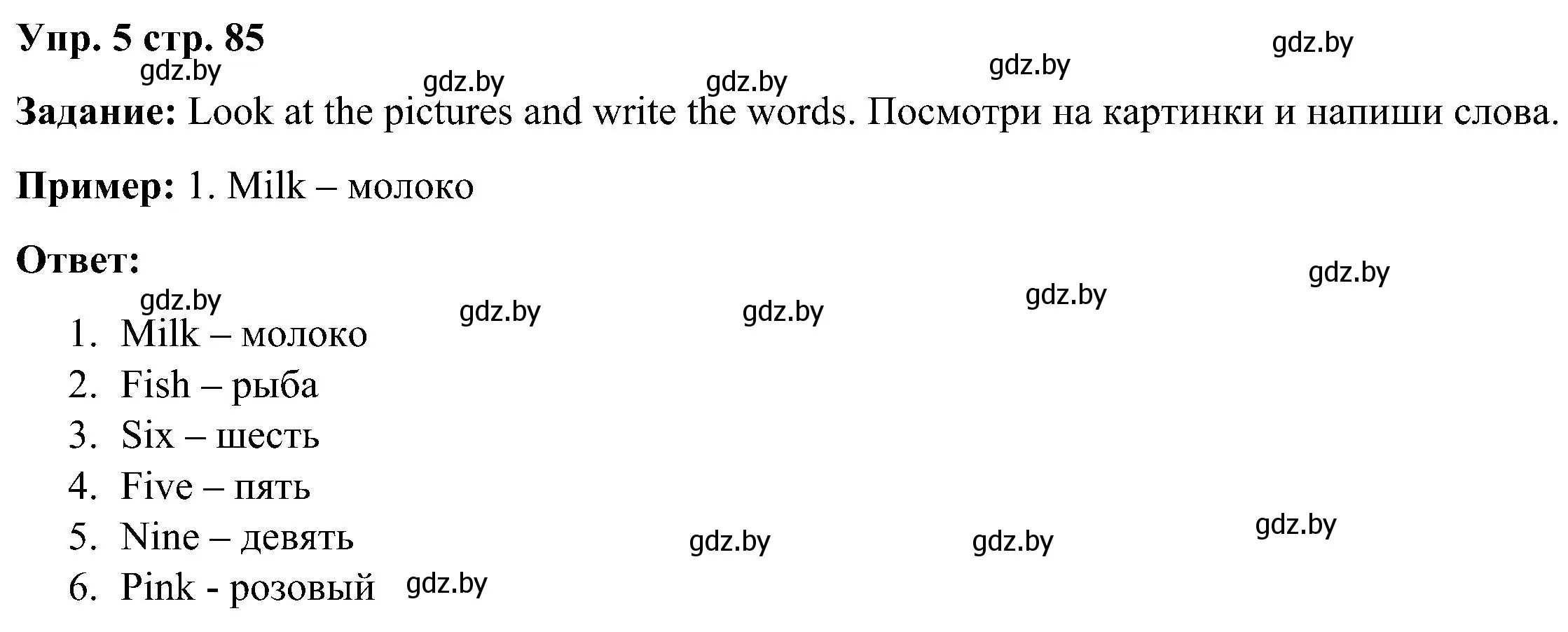 Решение номер 5 (страница 85) гдз по английскому языку 3 класс Лапицкая, Калишевич, учебник 1 часть