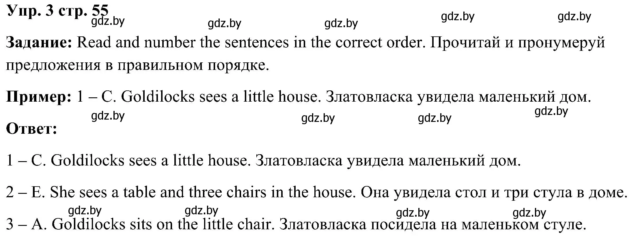 Решение номер 3 (страница 55) гдз по английскому языку 3 класс Лапицкая, Калишевич, учебник 2 часть