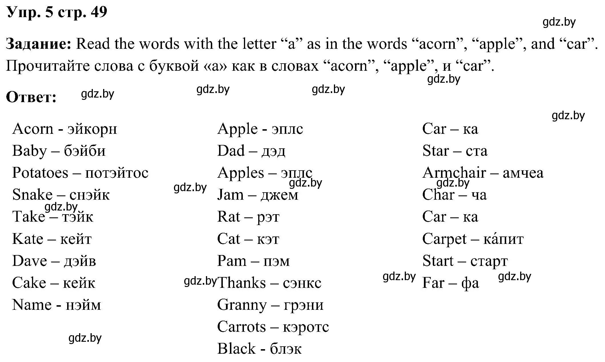 Решение номер 5 (страница 49) гдз по английскому языку 3 класс Лапицкая, Калишевич, учебник 2 часть
