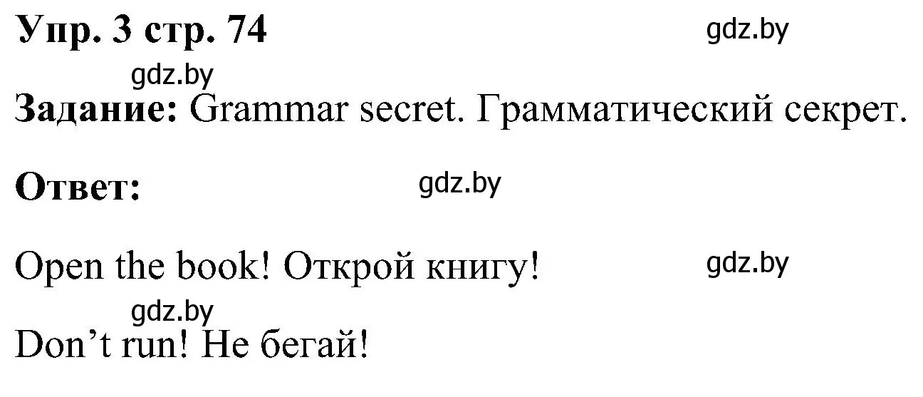 Решение номер 3 (страница 74) гдз по английскому языку 3 класс Лапицкая, Калишевич, учебник 2 часть