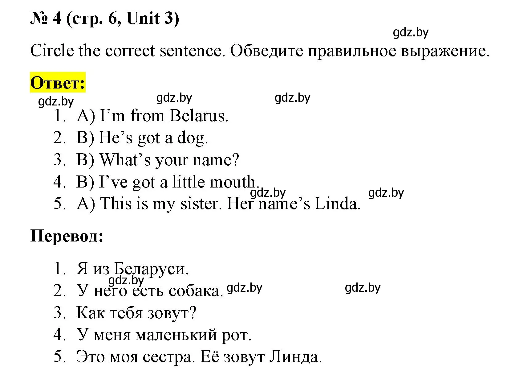 Решение номер 4 (страница 6) гдз по английскому языку 3 класс Севрюкова, тесты