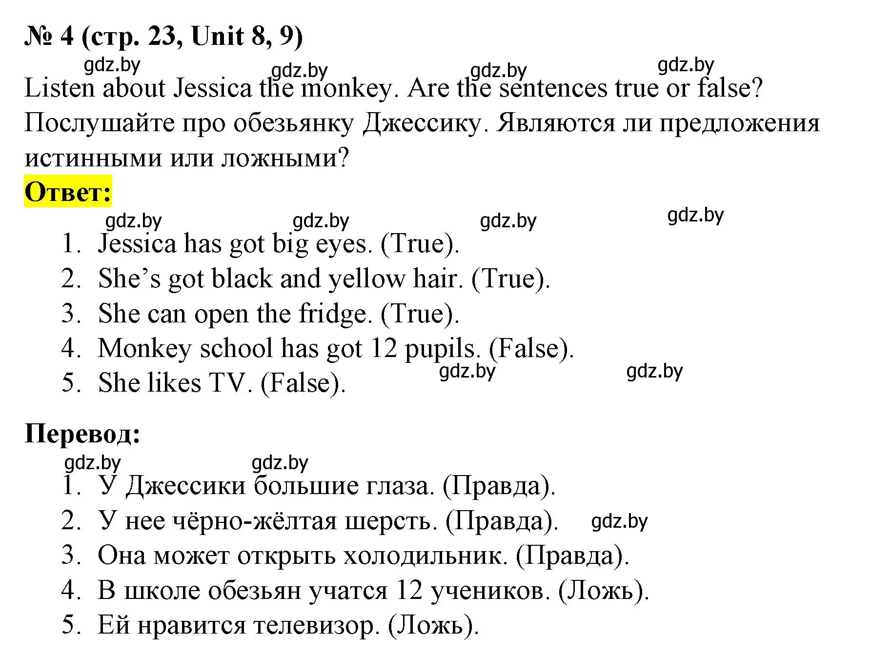 Решение номер 4 (страница 23) гдз по английскому языку 3 класс Севрюкова, тесты