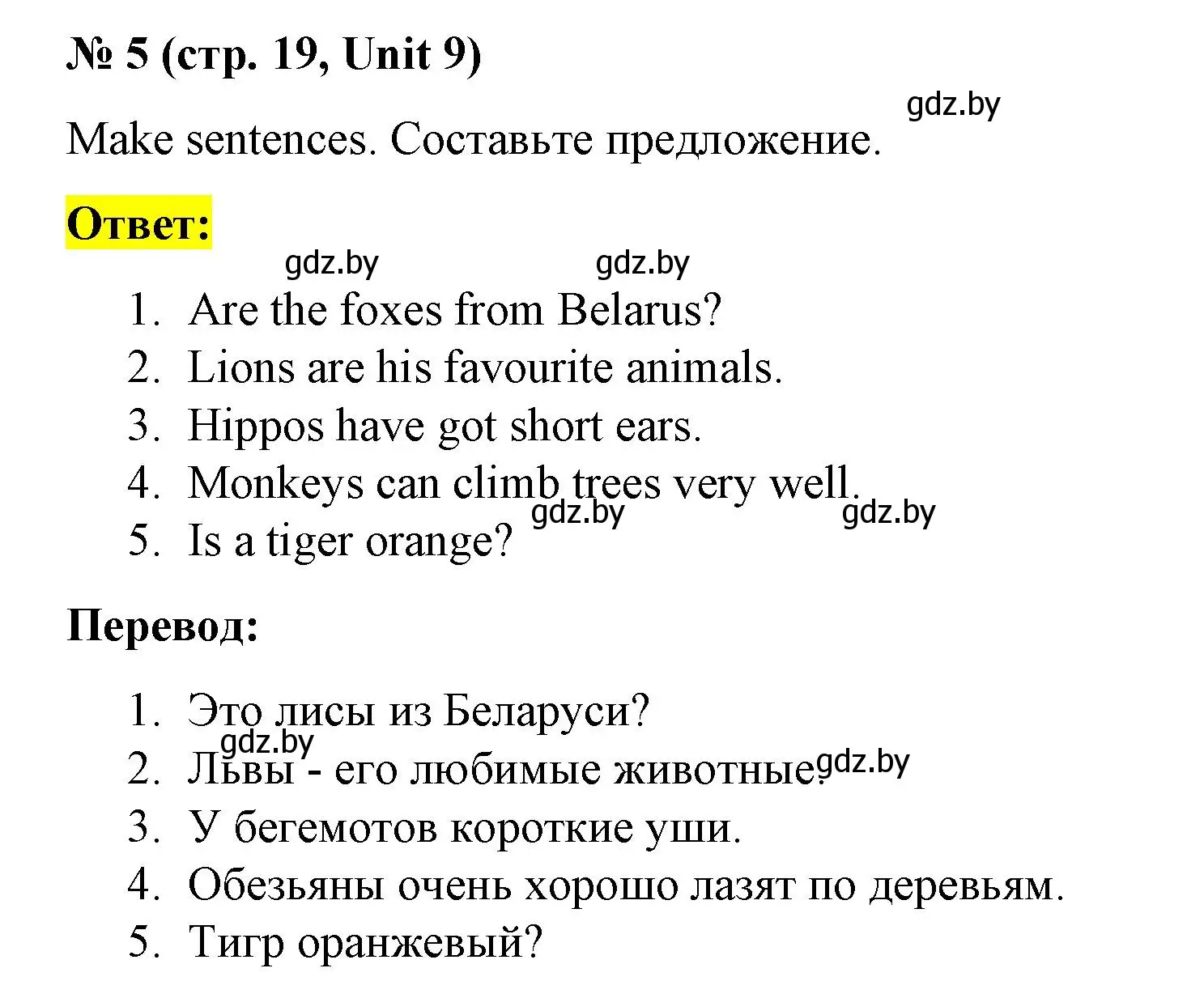 Решение номер 5 (страница 19) гдз по английскому языку 3 класс Севрюкова, тесты