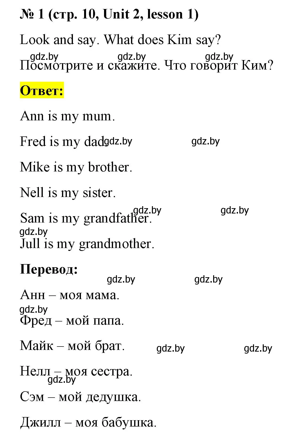 Решение номер 1 (страница 10) гдз по английскому языку 3 класс Севрюкова, практикум по грамматике