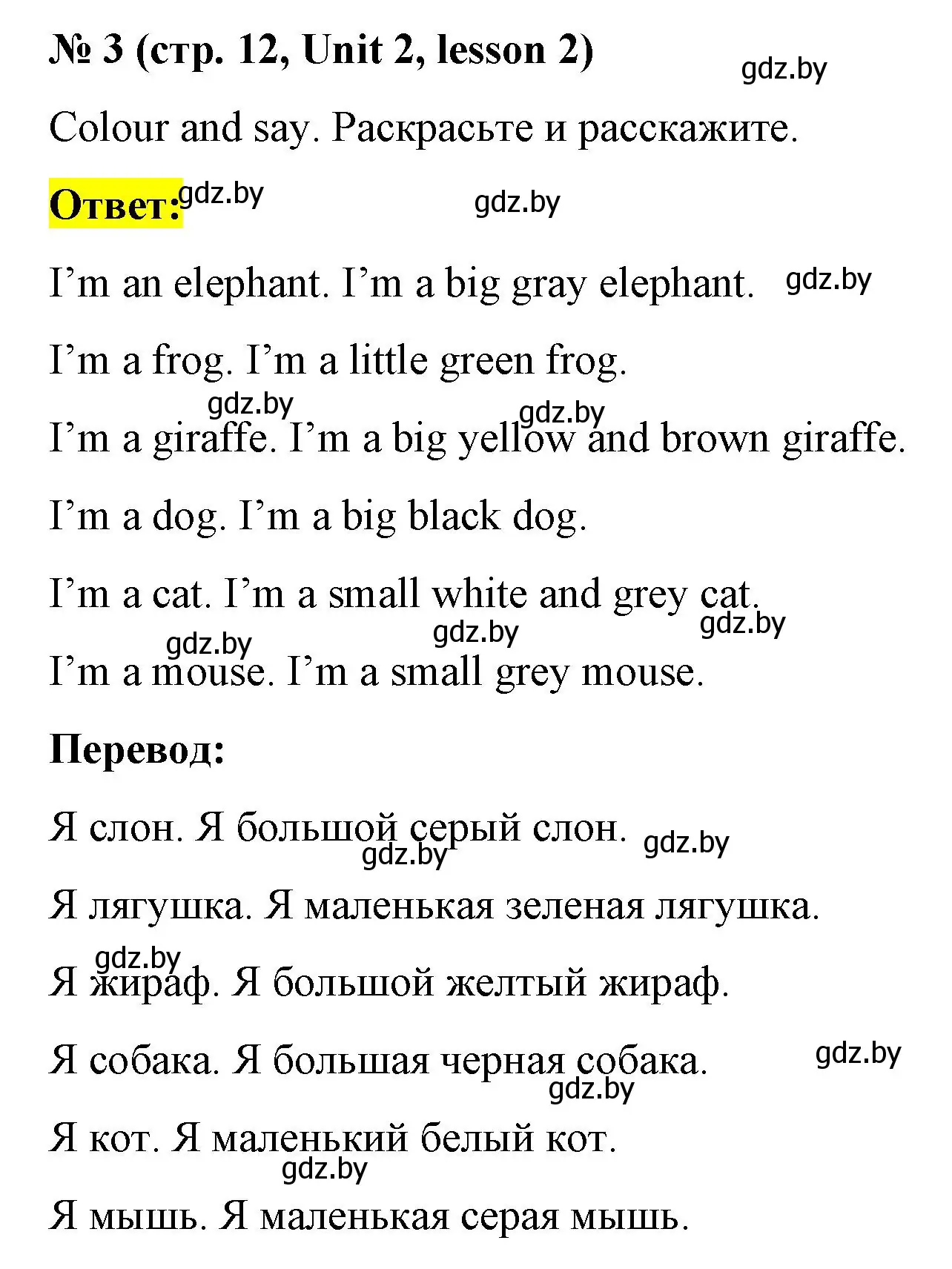 Решение номер 3 (страница 12) гдз по английскому языку 3 класс Севрюкова, практикум по грамматике