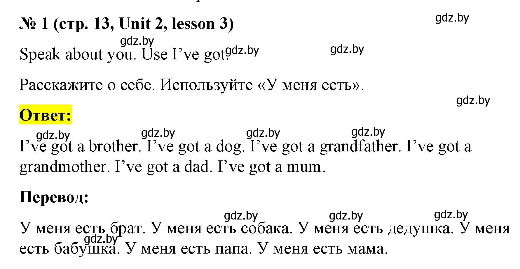 Решение номер 1 (страница 13) гдз по английскому языку 3 класс Севрюкова, практикум по грамматике