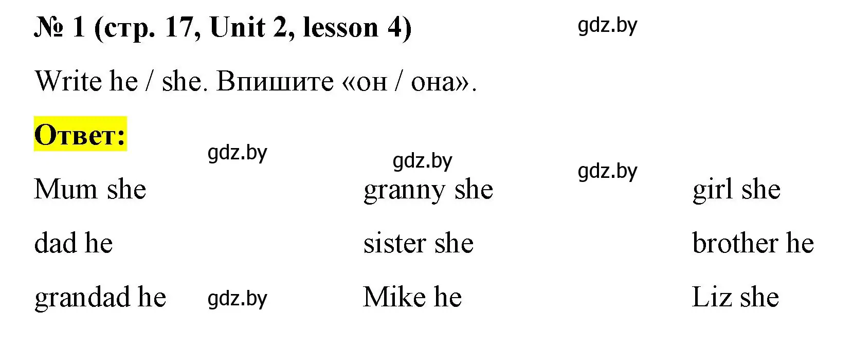 Решение номер 1 (страница 17) гдз по английскому языку 3 класс Севрюкова, практикум по грамматике