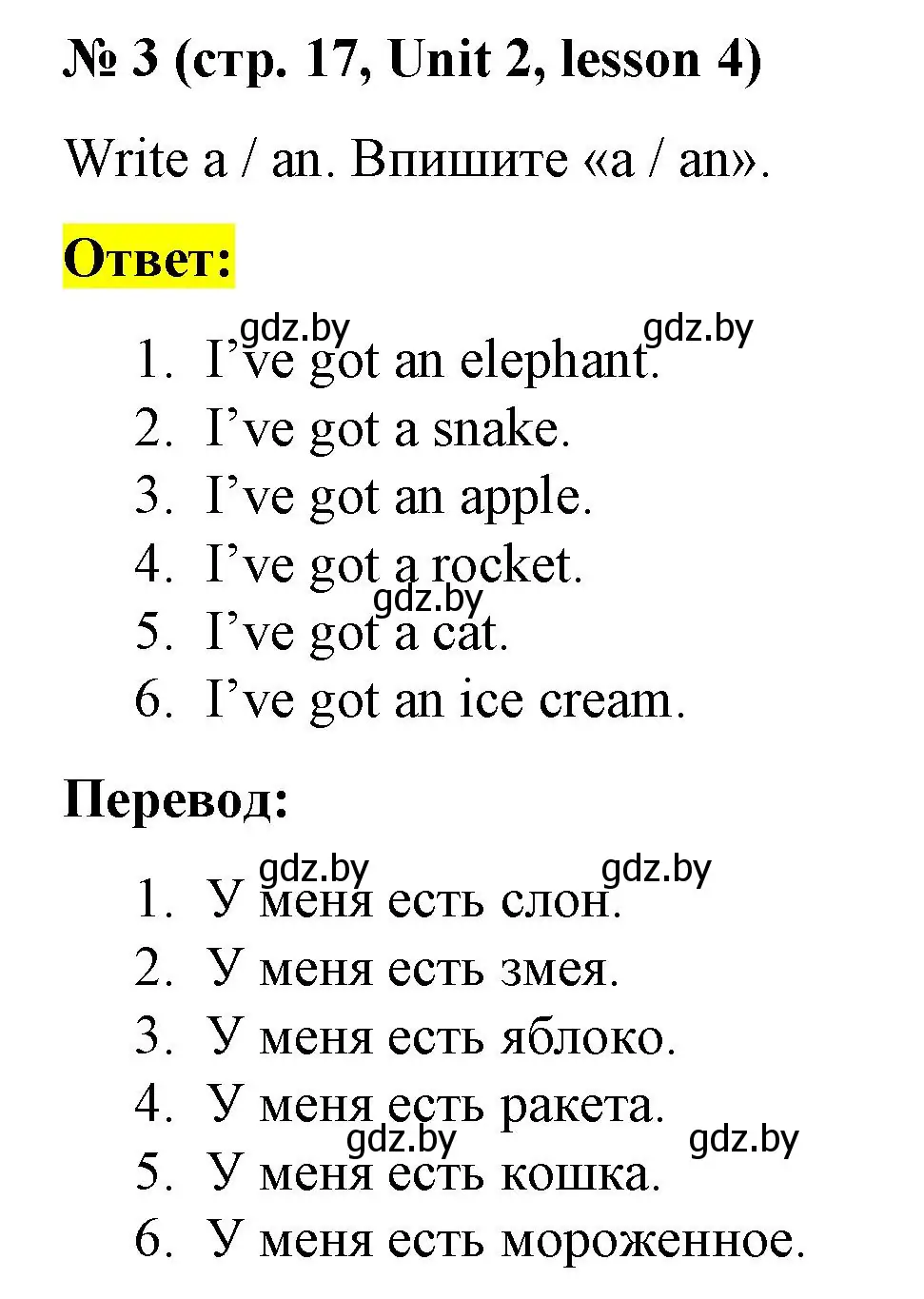 Решение номер 3 (страница 17) гдз по английскому языку 3 класс Севрюкова, практикум по грамматике