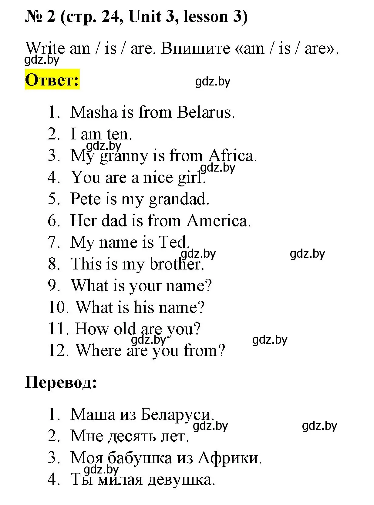 Решение номер 2 (страница 24) гдз по английскому языку 3 класс Севрюкова, практикум по грамматике