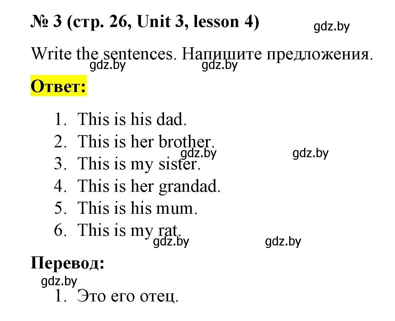 Решение номер 3 (страница 26) гдз по английскому языку 3 класс Севрюкова, практикум по грамматике