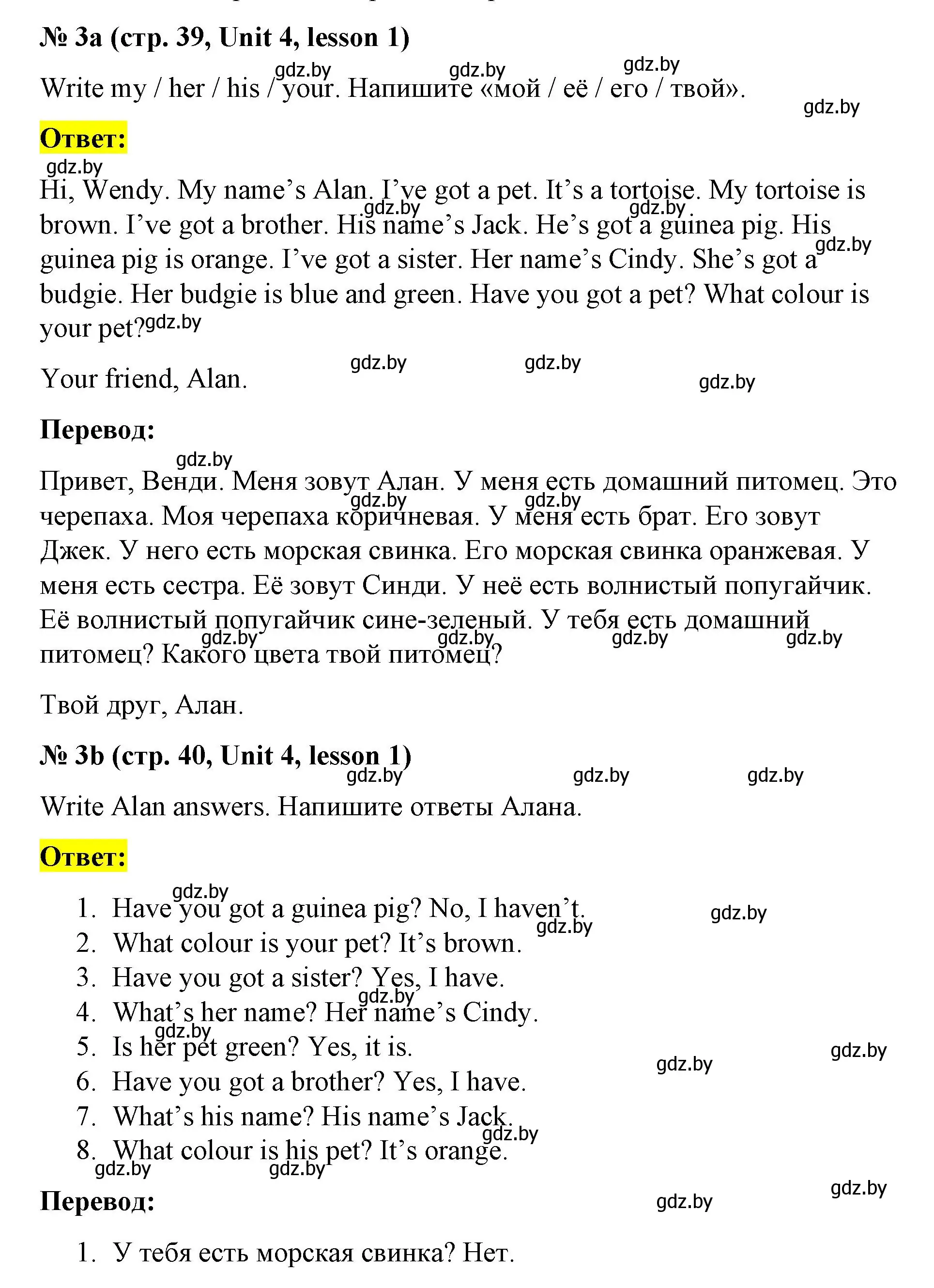Решение номер 3 (страница 39) гдз по английскому языку 3 класс Севрюкова, практикум по грамматике