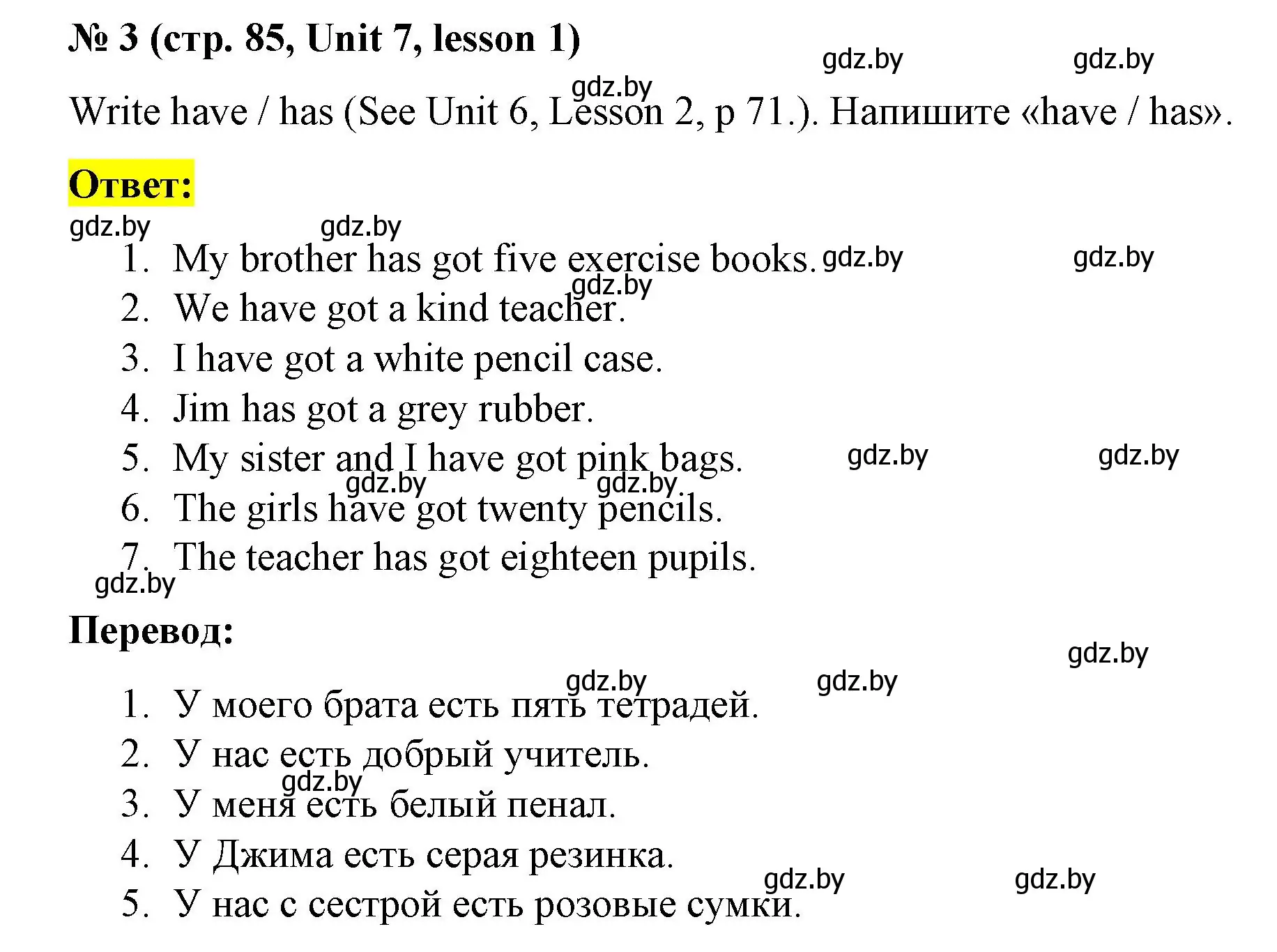 Решение номер 3 (страница 85) гдз по английскому языку 3 класс Севрюкова, практикум по грамматике