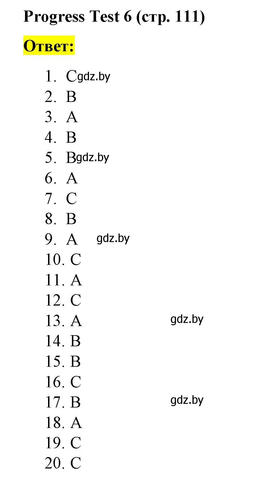 Решение  Progress test 6 (страница 111) гдз по английскому языку 3 класс Севрюкова, практикум по грамматике