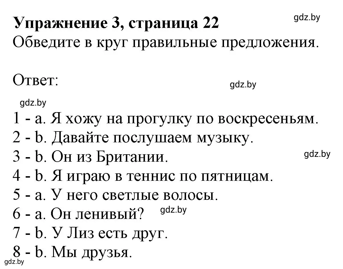 Решение номер 3 (страница 22) гдз по английскому языку 4 класс Лапицкая, Калишевич, рабочая тетрадь