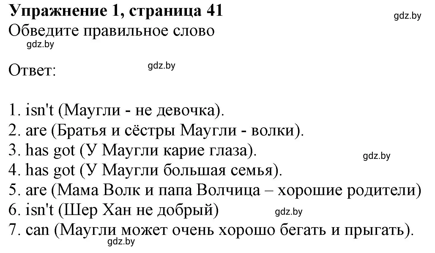 Решение номер 1 (страница 41) гдз по английскому языку 4 класс Лапицкая, Калишевич, рабочая тетрадь