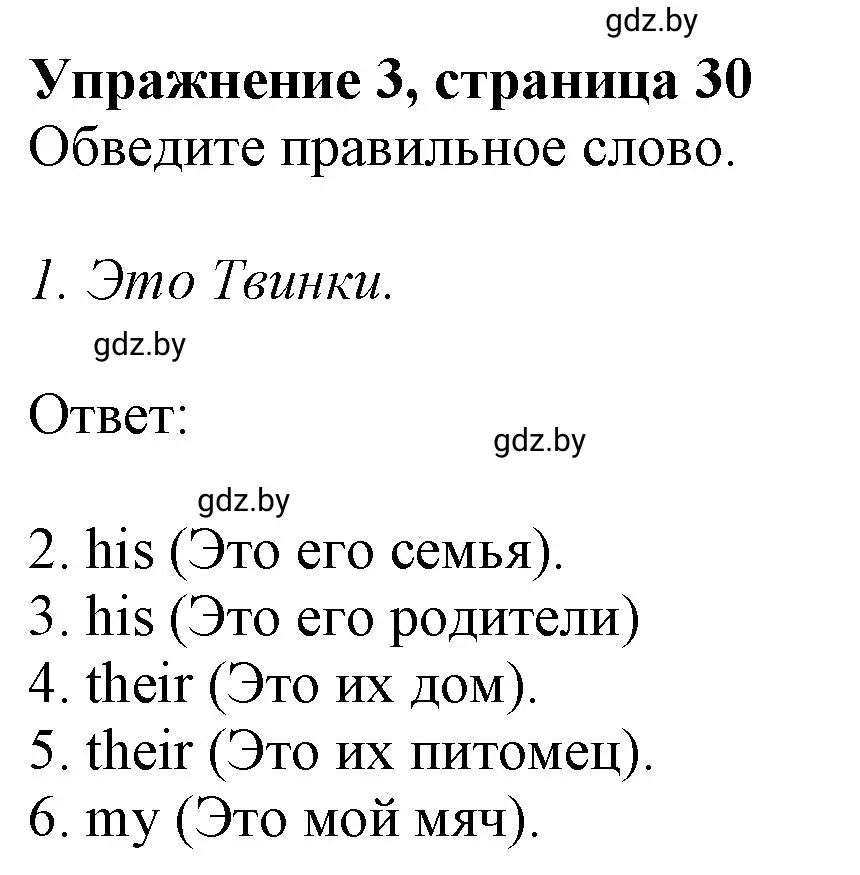 Решение номер 3 (страница 30) гдз по английскому языку 4 класс Лапицкая, Калишевич, рабочая тетрадь