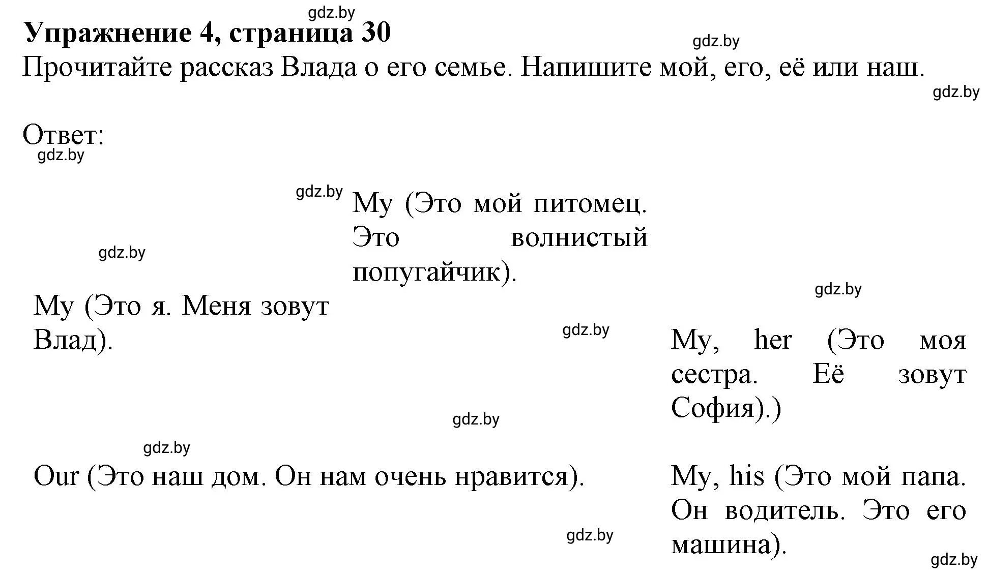 Решение номер 4 (страница 30) гдз по английскому языку 4 класс Лапицкая, Калишевич, рабочая тетрадь