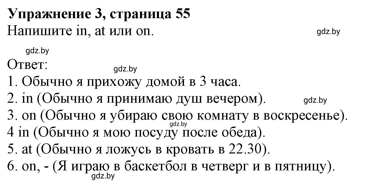 Решение номер 3 (страница 55) гдз по английскому языку 4 класс Лапицкая, Калишевич, рабочая тетрадь