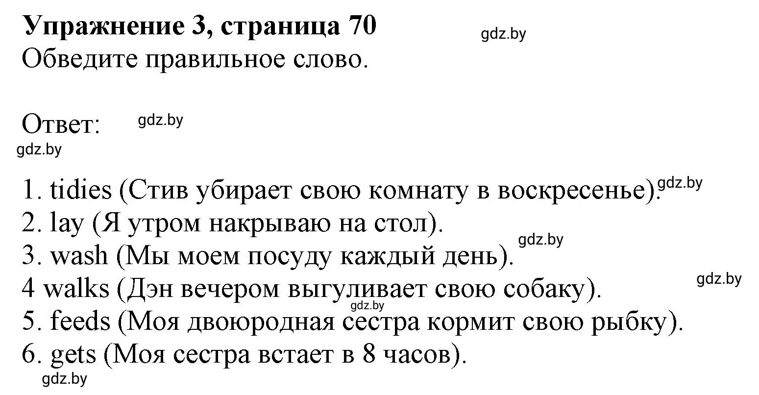 Решение номер 3 (страница 70) гдз по английскому языку 4 класс Лапицкая, Калишевич, рабочая тетрадь