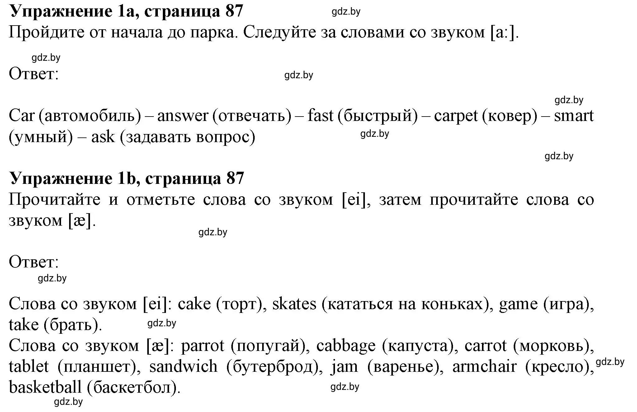 Решение номер 1 (страница 87) гдз по английскому языку 4 класс Лапицкая, Калишевич, рабочая тетрадь