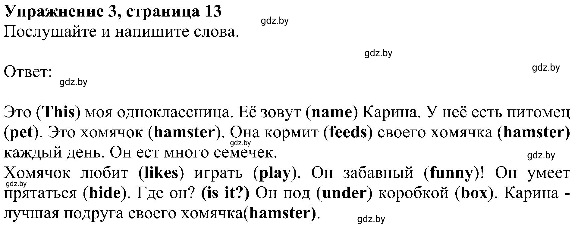 Решение номер 3 (страница 13) гдз по английскому языку 4 класс Лапицкая, Калишевич, рабочая тетрадь 2 часть