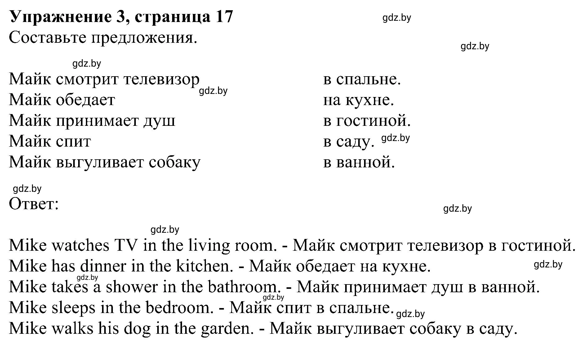 Решение номер 3 (страница 17) гдз по английскому языку 4 класс Лапицкая, Калишевич, рабочая тетрадь 2 часть