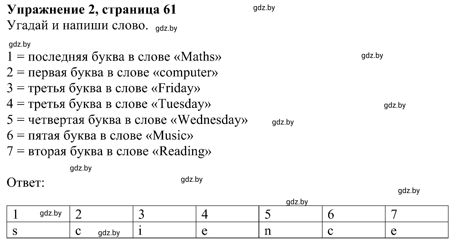 Решение номер 2 (страница 61) гдз по английскому языку 4 класс Лапицкая, Калишевич, рабочая тетрадь 2 часть