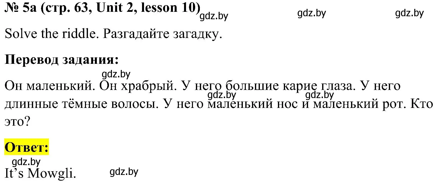 Решение 2. номер 5 (страница 63) гдз по английскому языку 4 класс Лапицкая, Седунова, учебник 1 часть