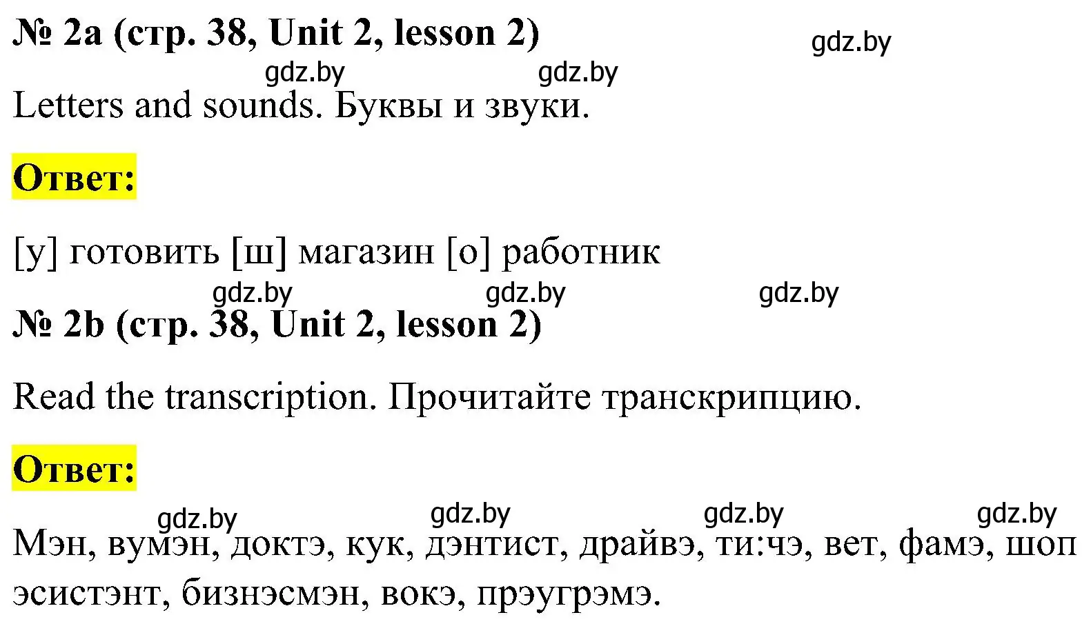 Решение 2. номер 2 (страница 38) гдз по английскому языку 4 класс Лапицкая, Седунова, учебник 1 часть