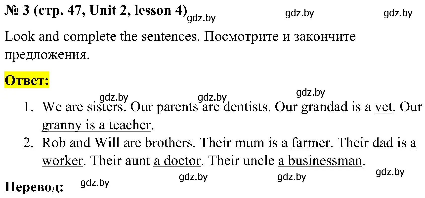 Решение 2. номер 3 (страница 47) гдз по английскому языку 4 класс Лапицкая, Седунова, учебник 1 часть