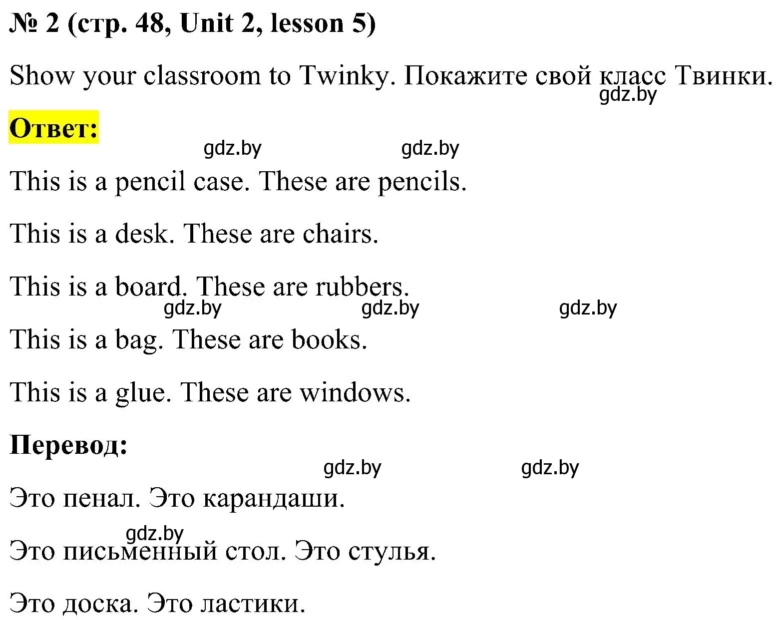 Решение 2. номер 2 (страница 48) гдз по английскому языку 4 класс Лапицкая, Седунова, учебник 1 часть