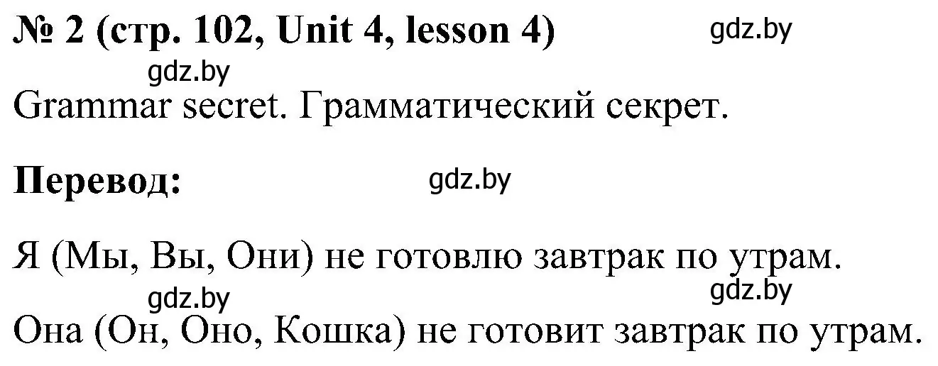 Решение 2. номер 2 (страница 102) гдз по английскому языку 4 класс Лапицкая, Седунова, учебник 1 часть