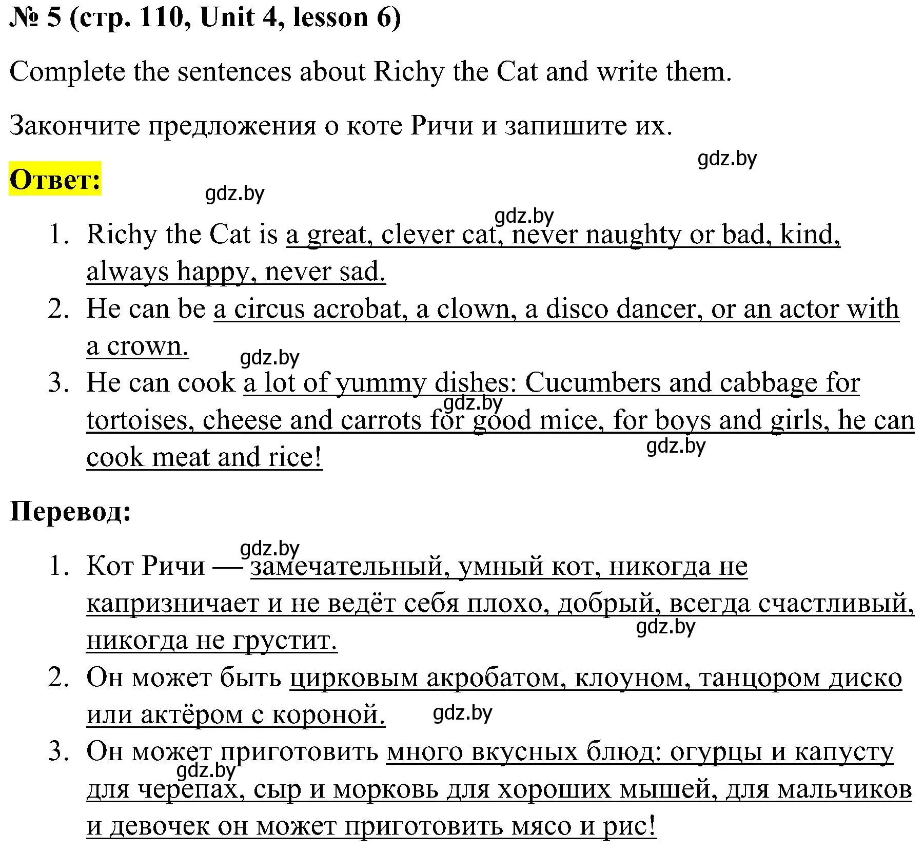 Решение 2. номер 5 (страница 111) гдз по английскому языку 4 класс Лапицкая, Седунова, учебник 1 часть