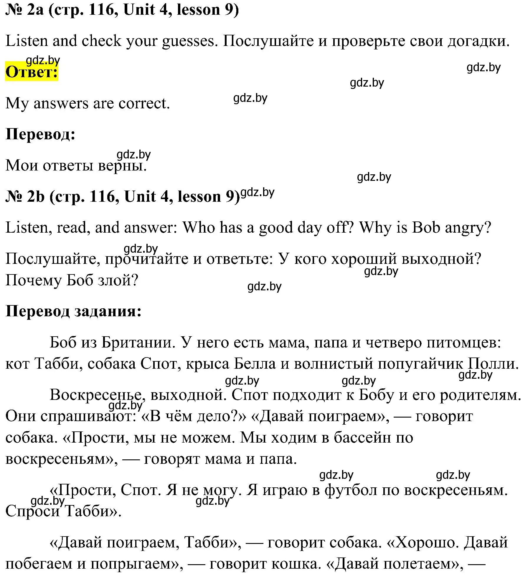 Решение 2. номер 2 (страница 116) гдз по английскому языку 4 класс Лапицкая, Седунова, учебник 1 часть