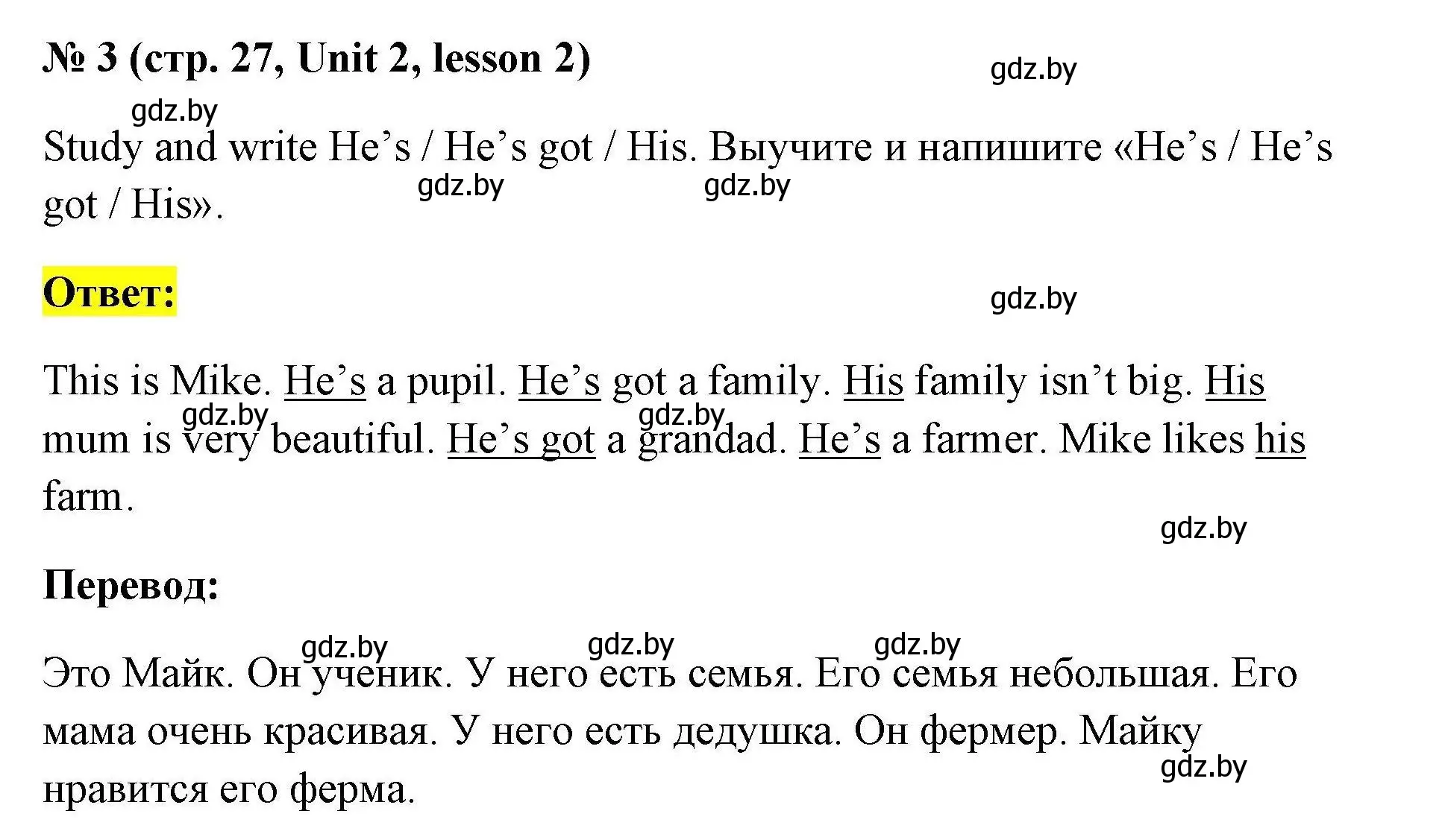 Решение номер 3 (страница 27) гдз по английскому языку 4 класс Севрюкова, практикум по грамматике