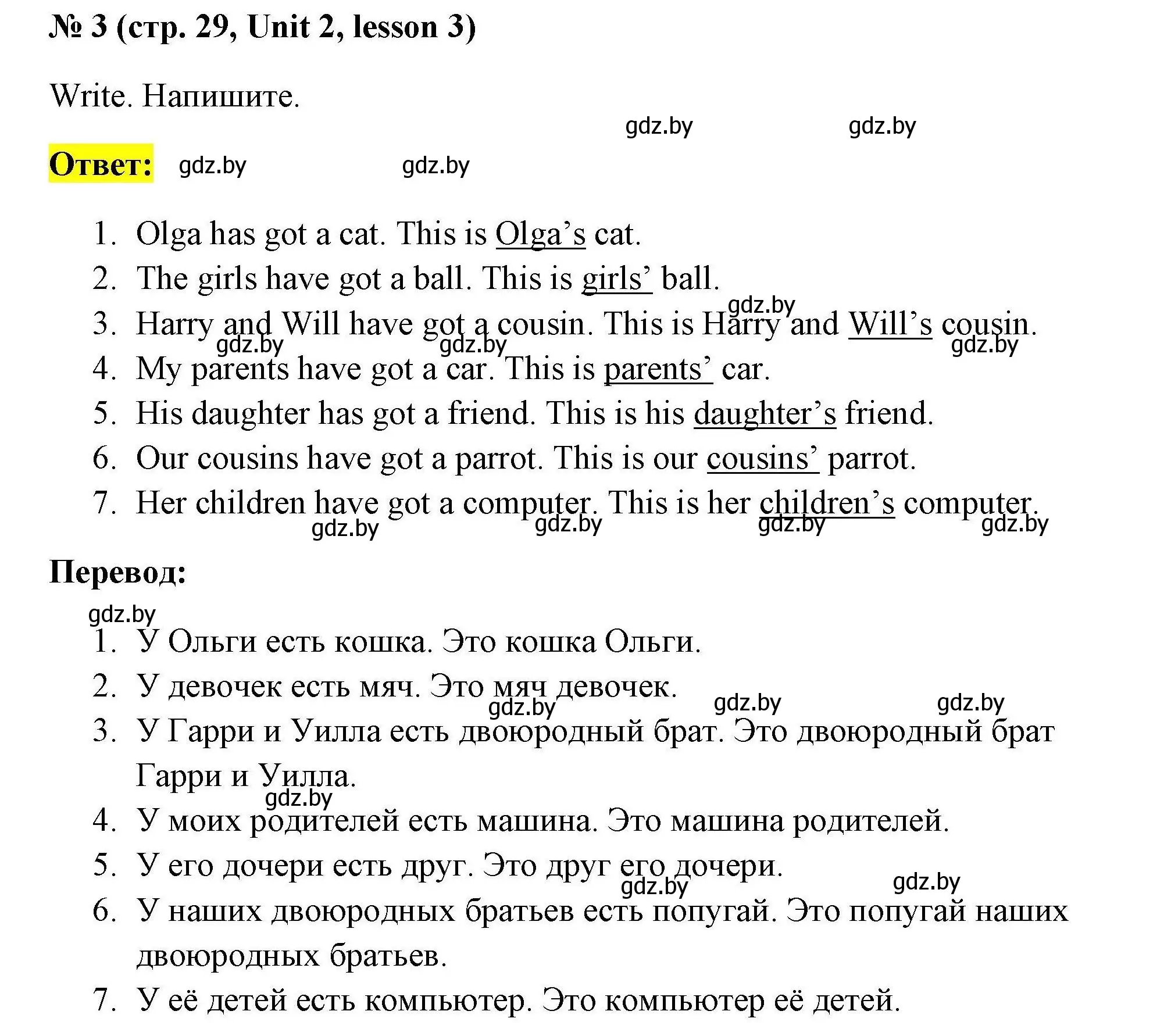 Решение номер 3 (страница 29) гдз по английскому языку 4 класс Севрюкова, практикум по грамматике