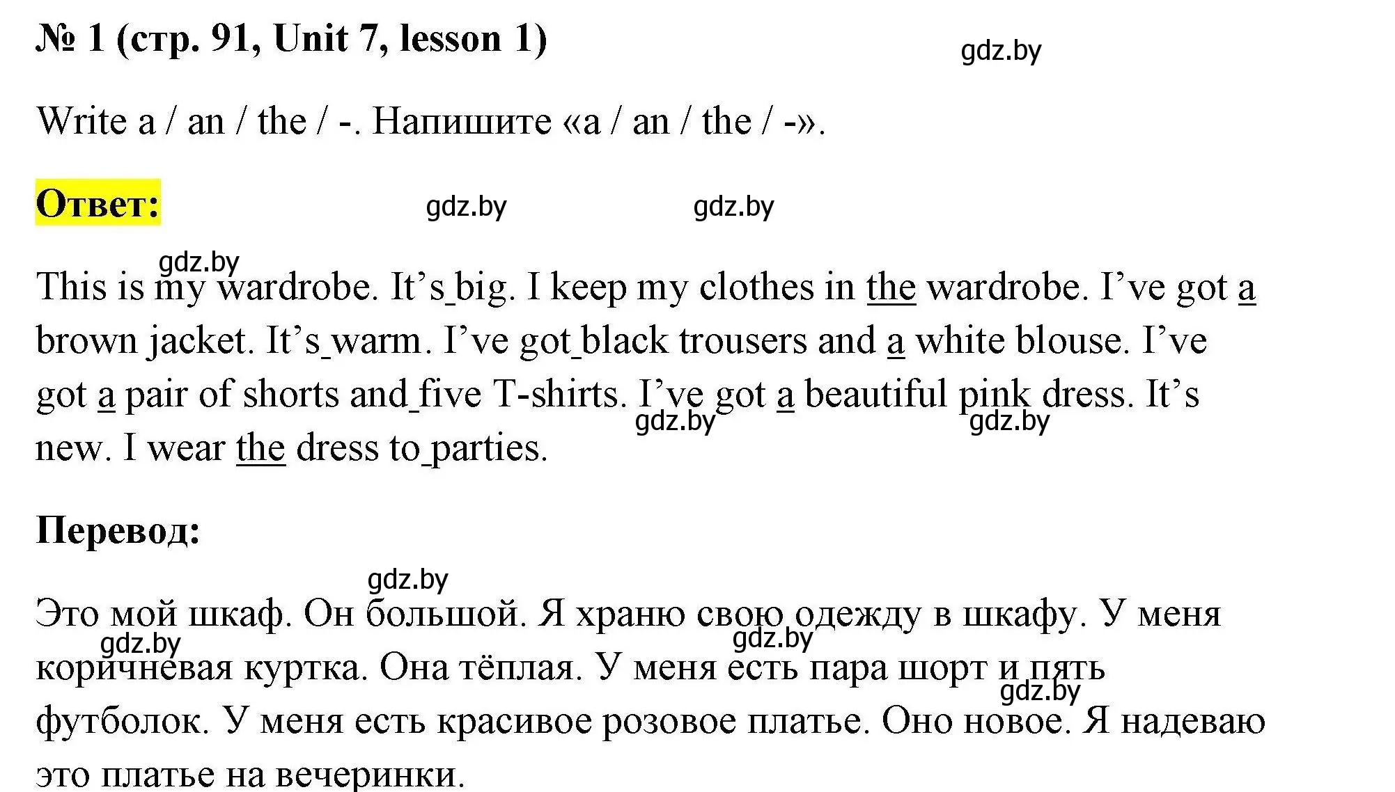 Решение номер 1 (страница 91) гдз по английскому языку 4 класс Севрюкова, практикум по грамматике