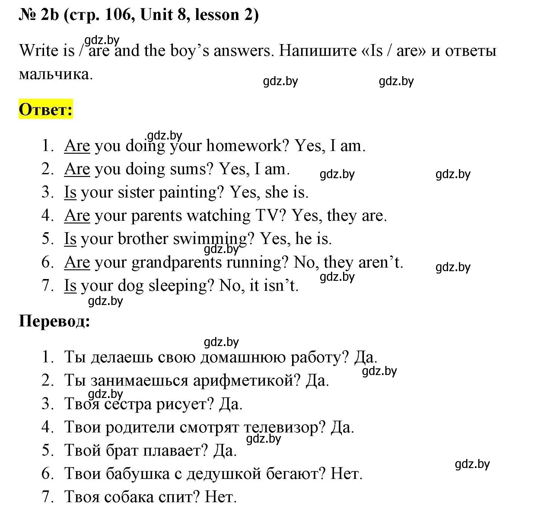 Решение номер 2b (страница 106) гдз по английскому языку 4 класс Севрюкова, практикум по грамматике