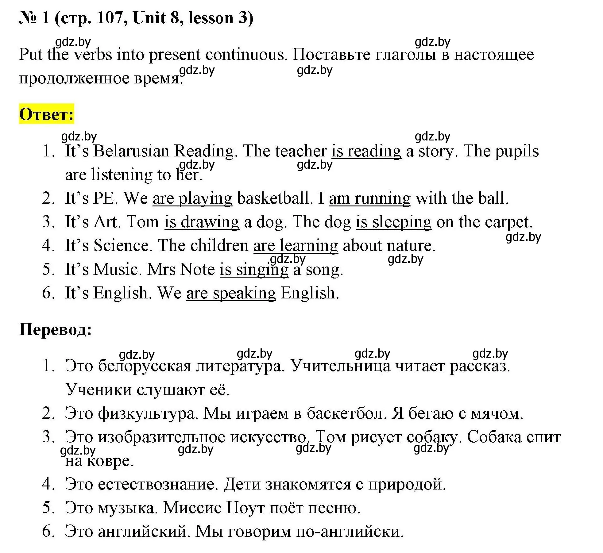 Решение номер 1 (страница 107) гдз по английскому языку 4 класс Севрюкова, практикум по грамматике