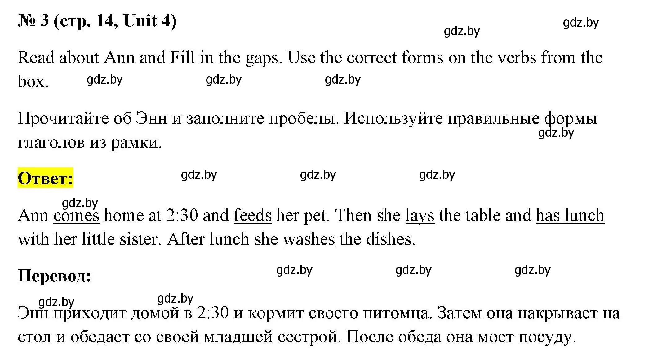 Решение номер 3 (страница 14) гдз по английскому языку 4 класс Севрюкова, тесты