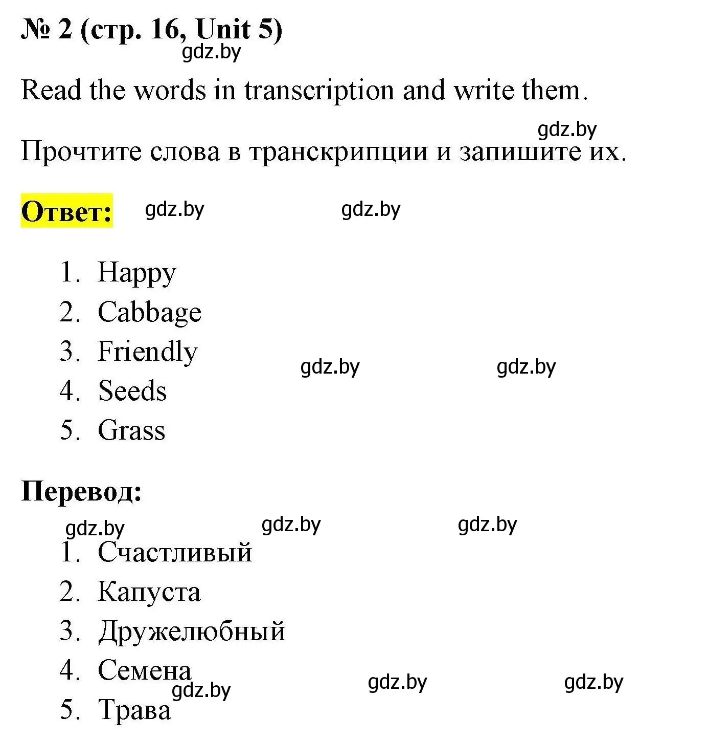 Решение номер 2 (страница 16) гдз по английскому языку 4 класс Севрюкова, тесты