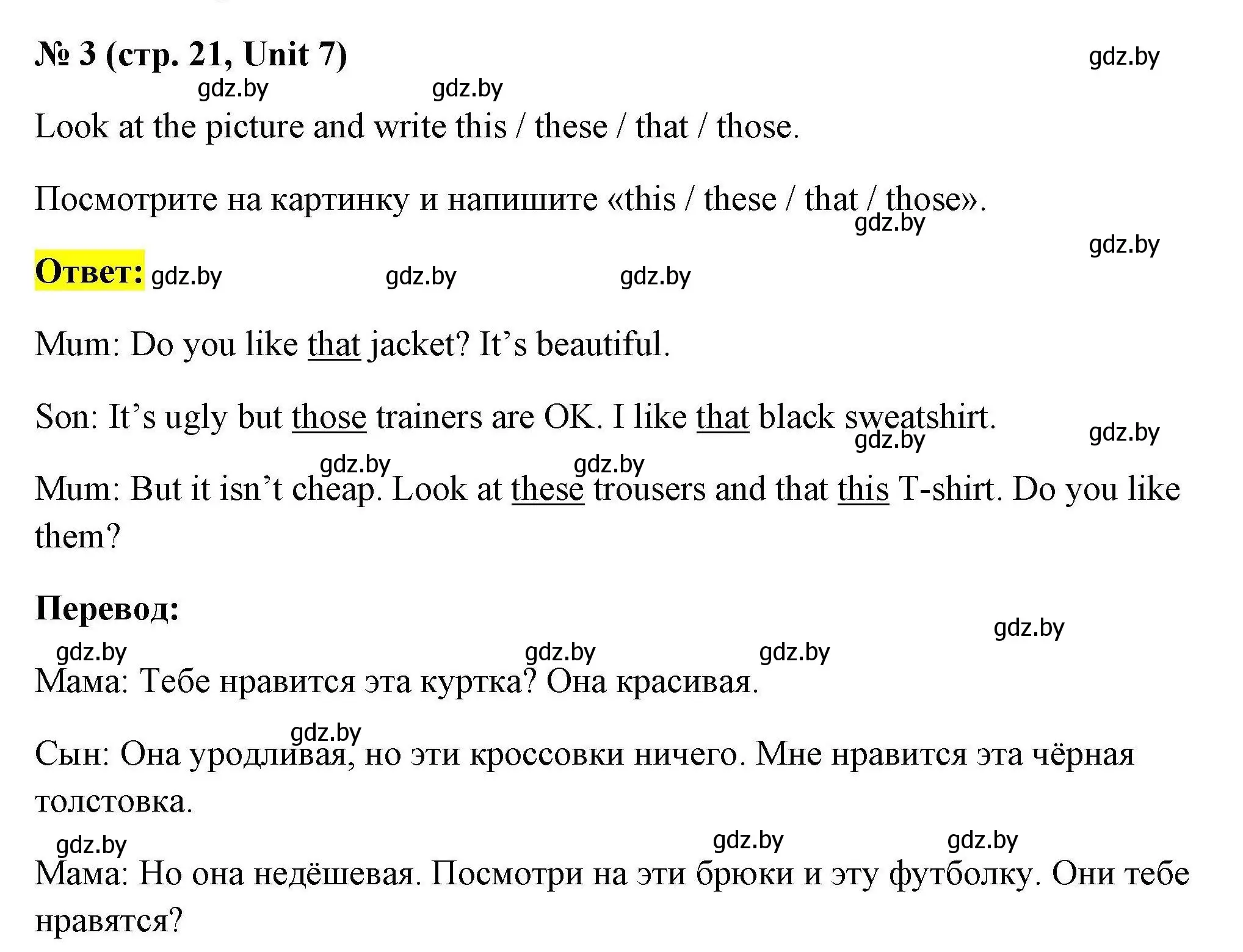 Решение номер 3 (страница 21) гдз по английскому языку 4 класс Севрюкова, тесты