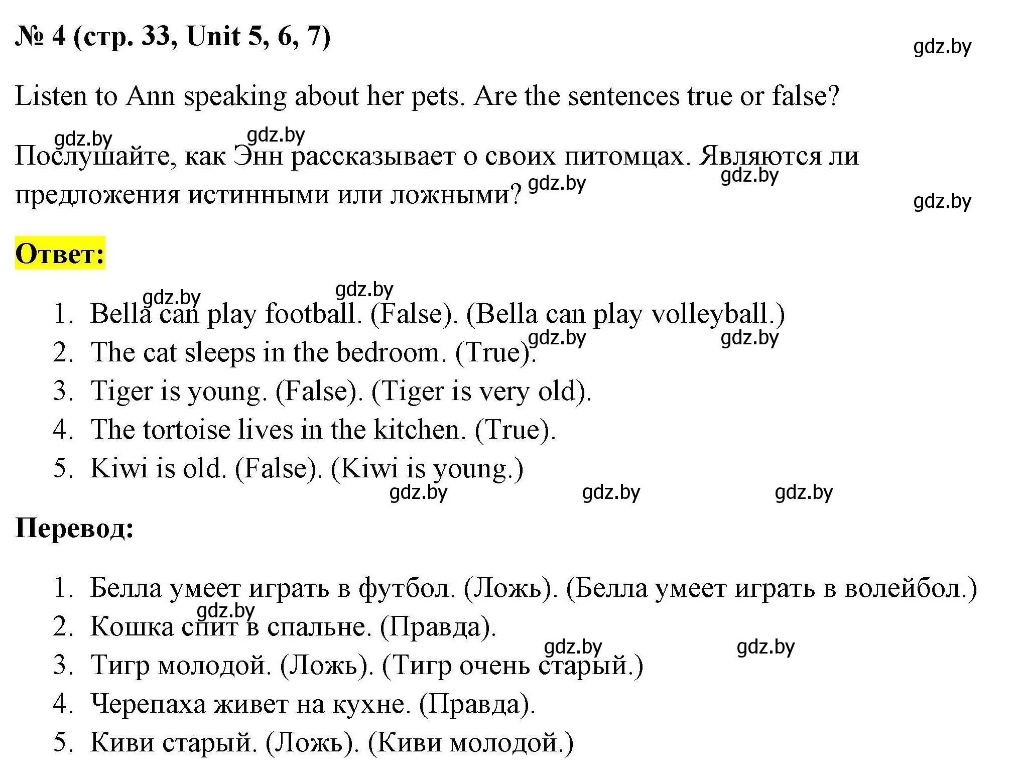 Решение номер 4 (страница 33) гдз по английскому языку 4 класс Севрюкова, тесты