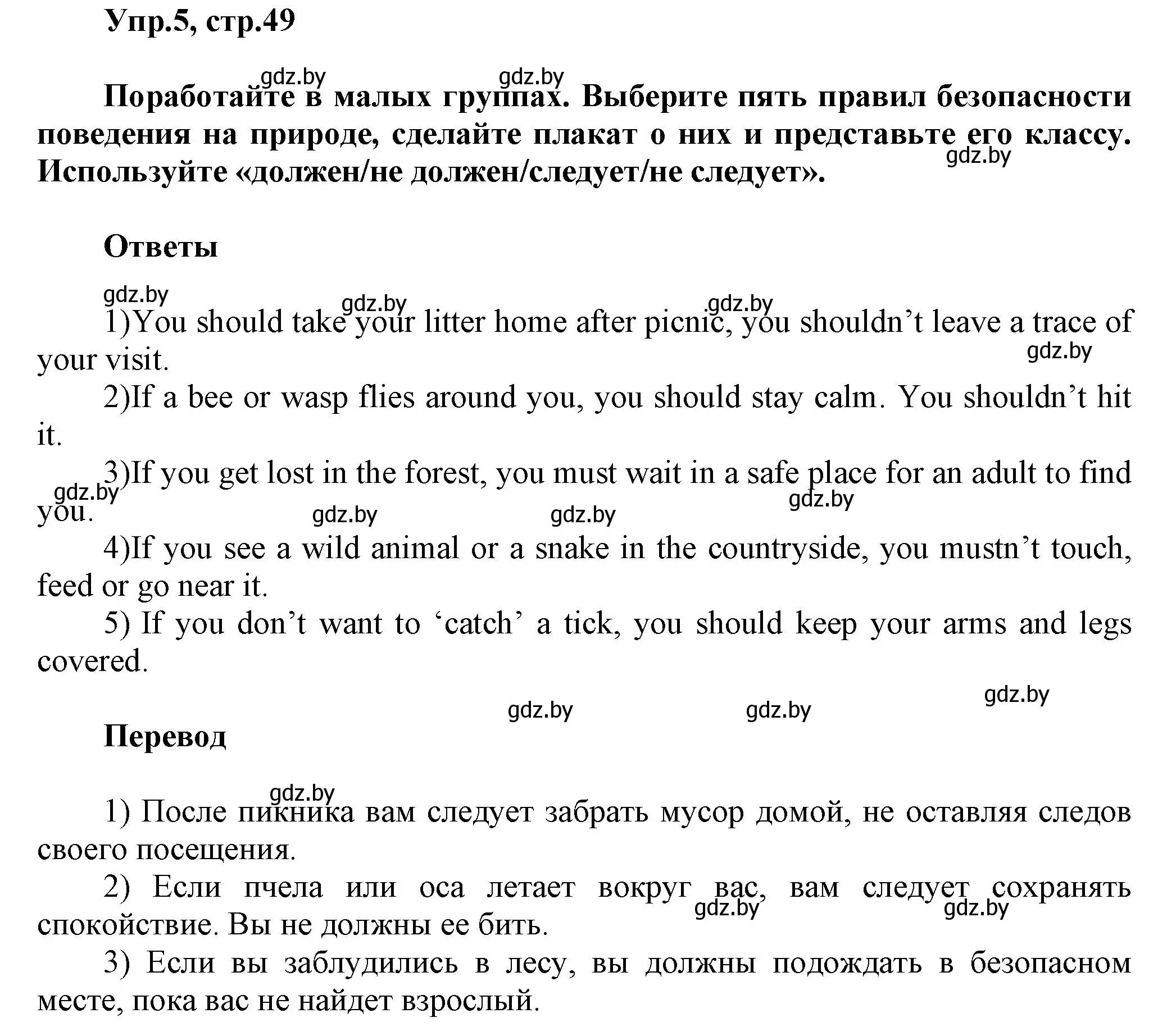 Решение 2. номер 5 (страница 49) гдз по английскому языку 5 класс Демченко, Севрюкова, учебник 2 часть